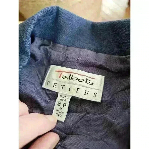Talbots Classic Linen Blend Blazer Women's Size 2P Navy Nautical Career - Picture 4 of 8